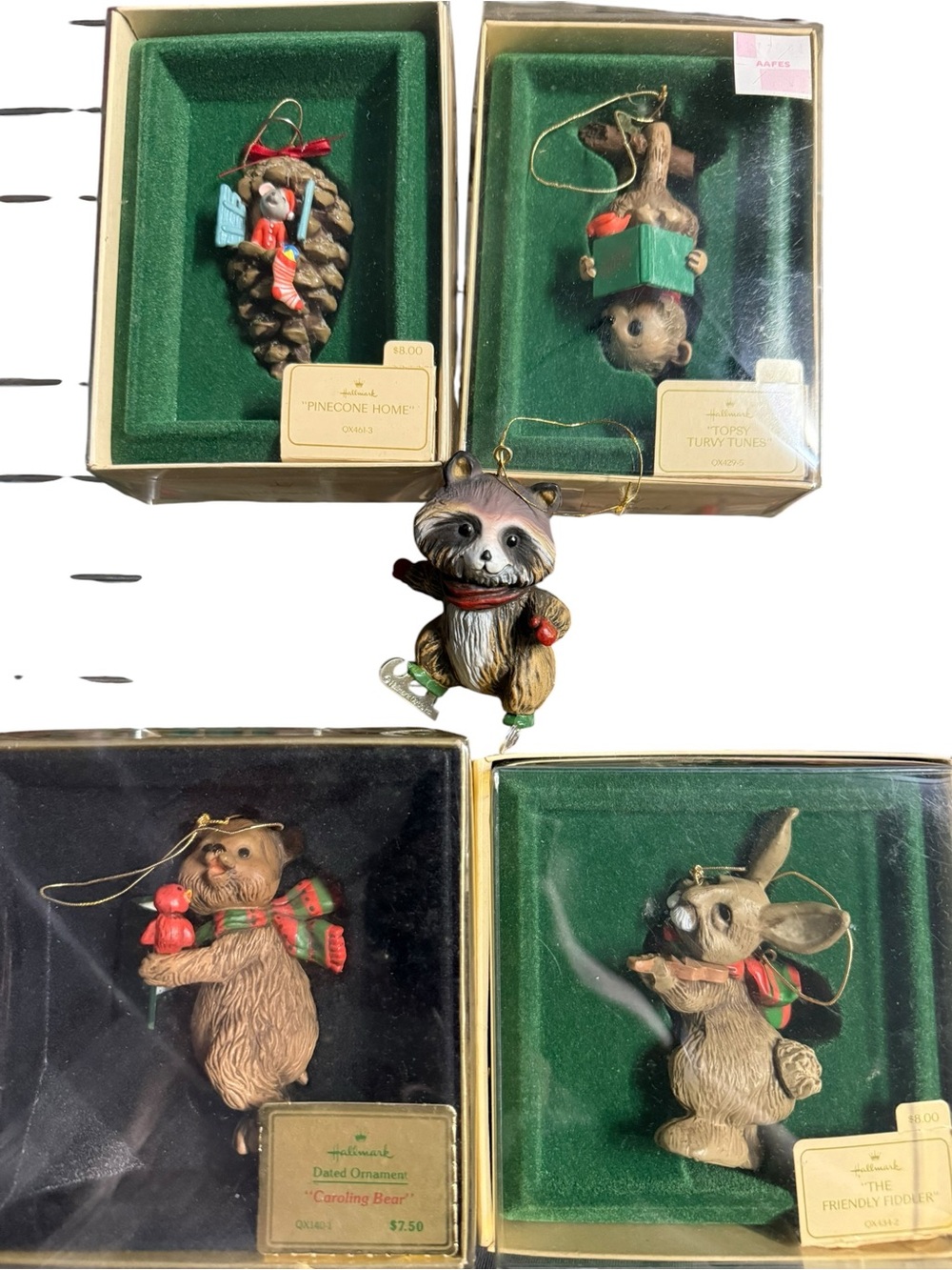 Vintage Hallmark Keepsake Ornament Lot of 5 Woodland Animals Bear Rabbit Raccoon